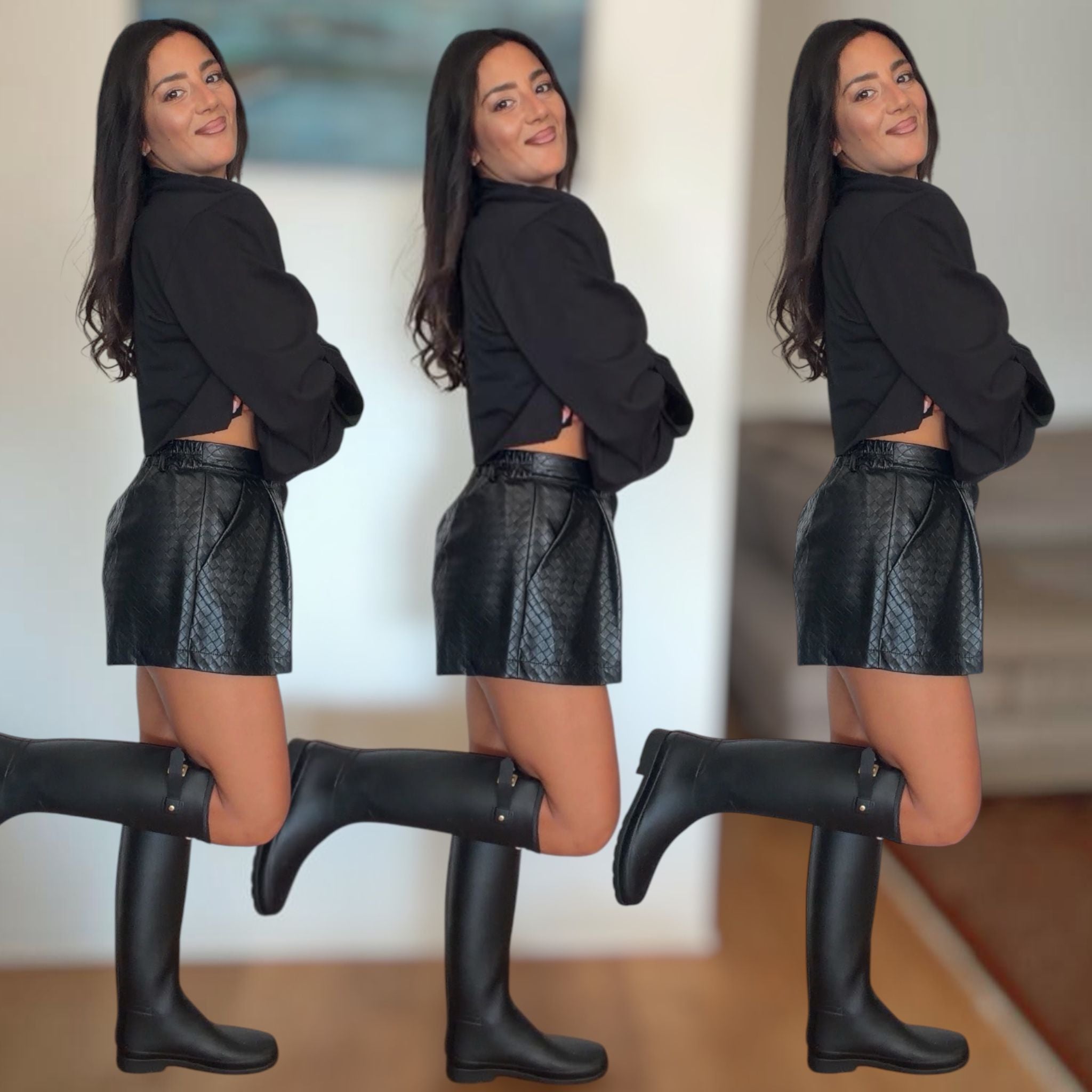 [NenaShop] BOUTIQUE Pantaloncini Effetto Intrecciato con Tasche ed Elastico sul Retro