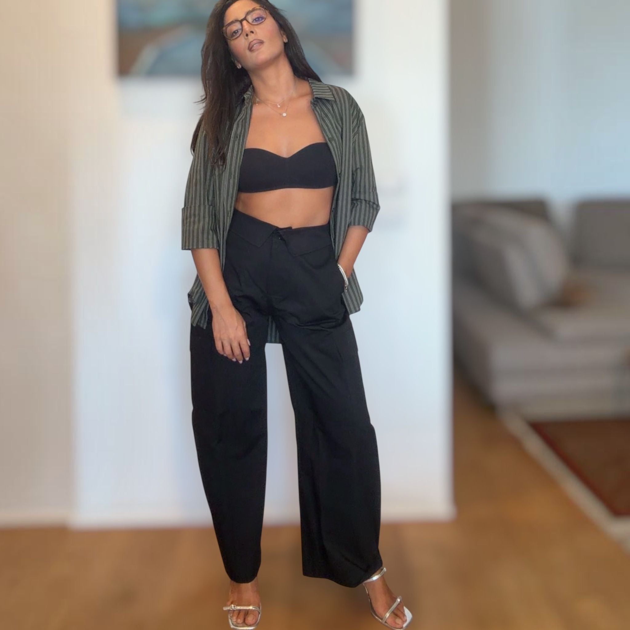 [NenaShop] CARGO Pantaloni Cargo in Puro Cotone con Dettaglio in Vita Tascone Latetale e Vestibilita Baloon Taglia Unica