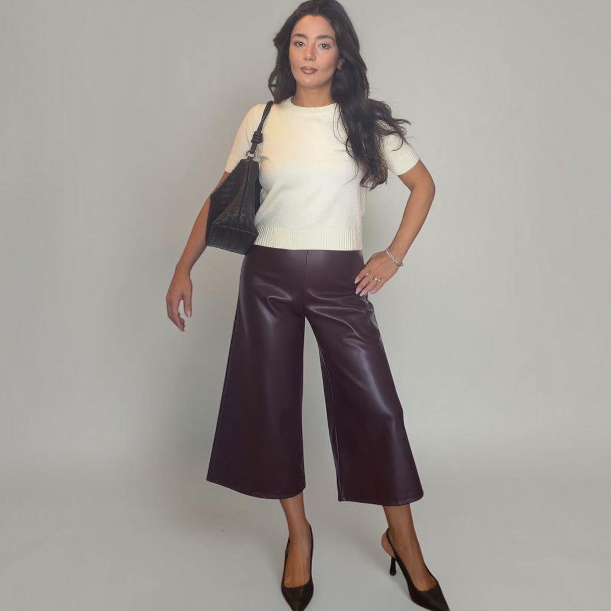 [NenaShop] CONNOR - Pantalone in Ecopelle a vita alta con chiusura a scomparsa