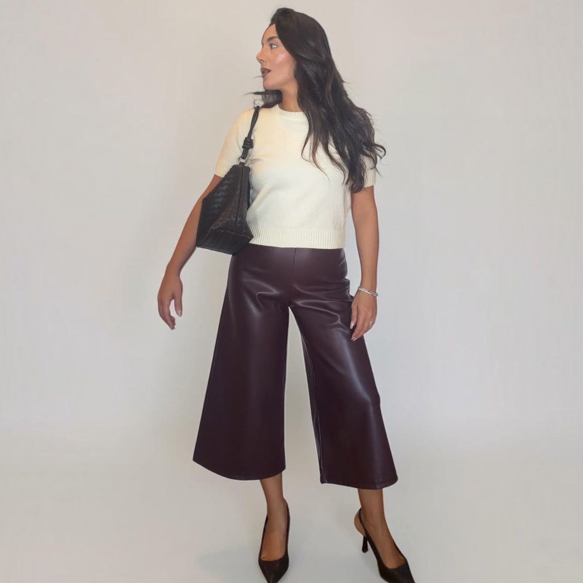 [NenaShop] CONNOR - Pantalone in Ecopelle a vita alta con chiusura a scomparsa