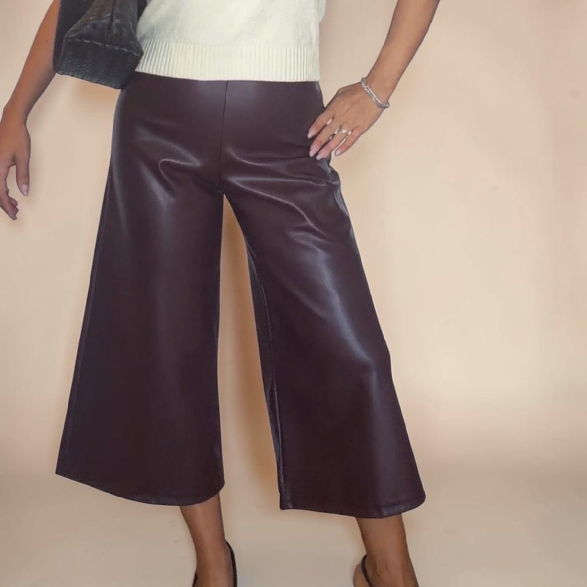 [NenaShop] CONNOR - Pantalone in Ecopelle a vita alta con chiusura a scomparsa
