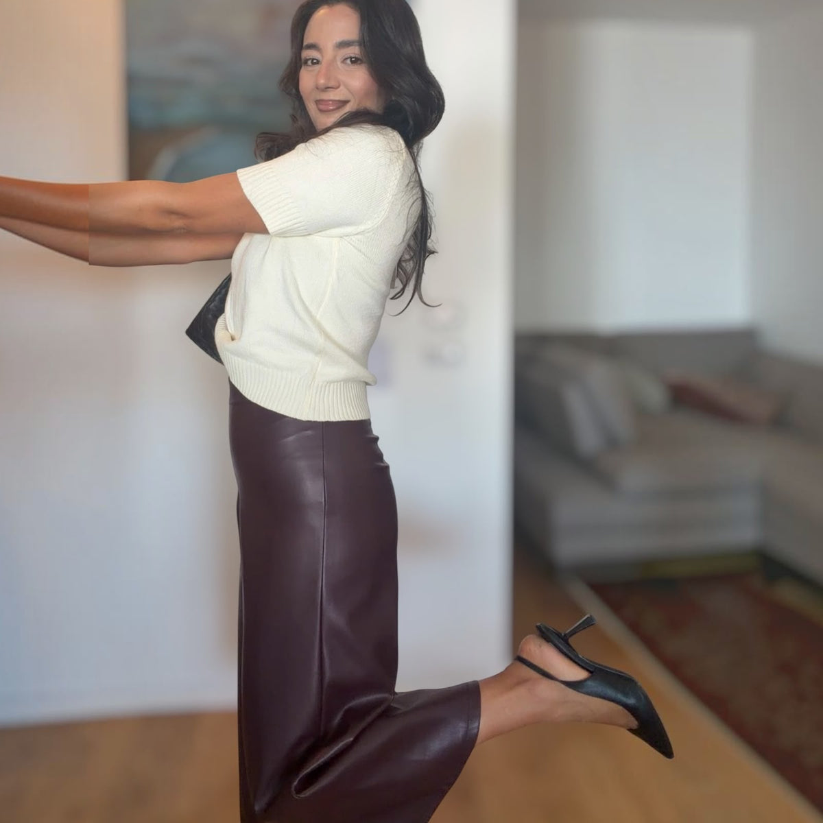 [NenaShop] CONNOR - Pantalone in Ecopelle a vita alta con chiusura a scomparsa