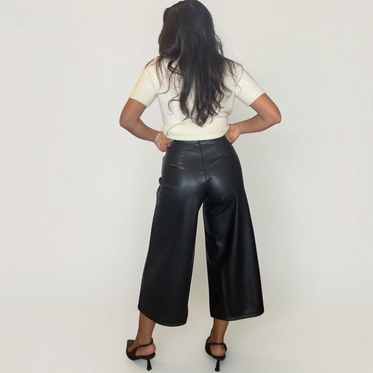 [NenaShop] CONNOR - Pantalone in Ecopelle a vita alta con chiusura a scomparsa