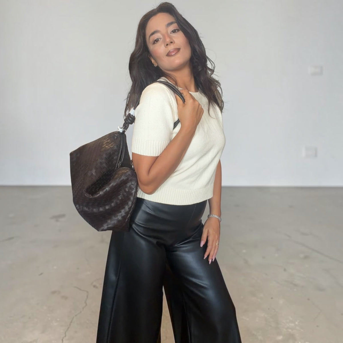 [NenaShop] CONNOR - Pantalone in Ecopelle a vita alta con chiusura a scomparsa