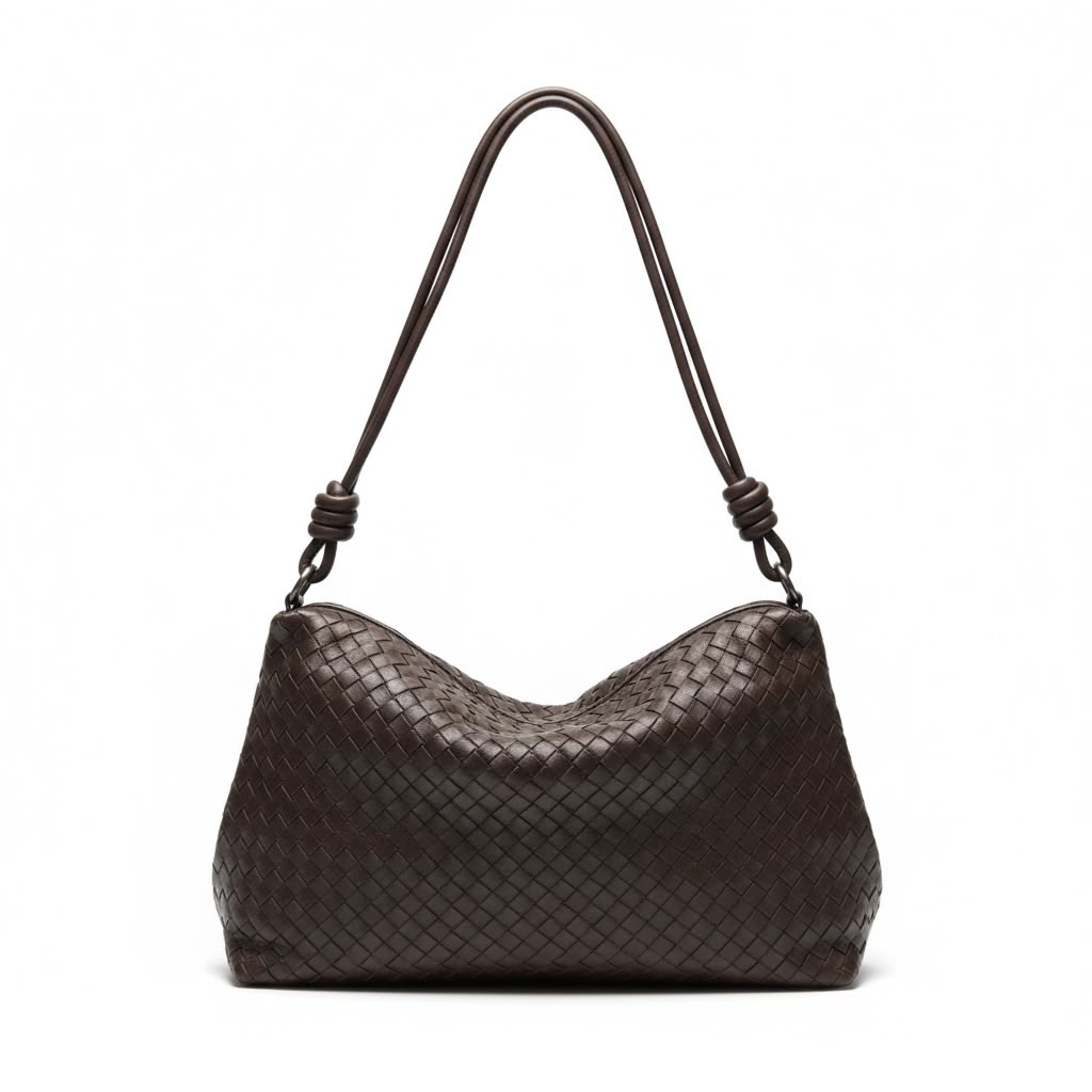 [NenaShop] TRECCIA - Borsa a Spalla in Ecopelle Intrecciata con manico lungo