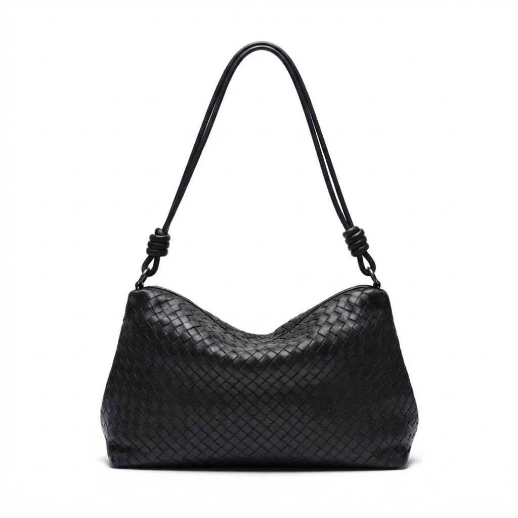 [NenaShop] TRECCIA - Borsa a Spalla in Ecopelle Intrecciata con manico lungo