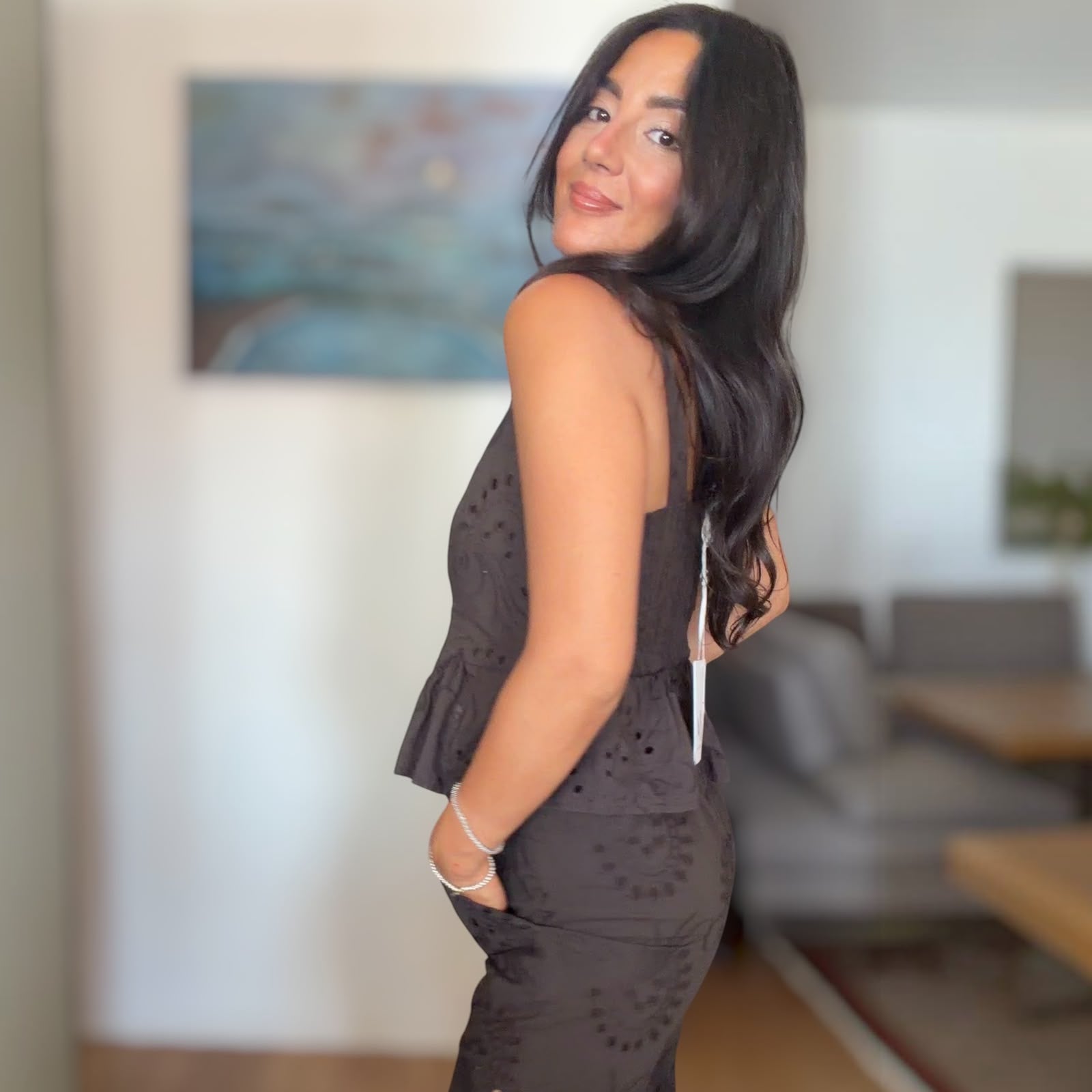 COORDINATO ALIDA IN COTONE PIZZO SANGALLO PANTALONE E TOP