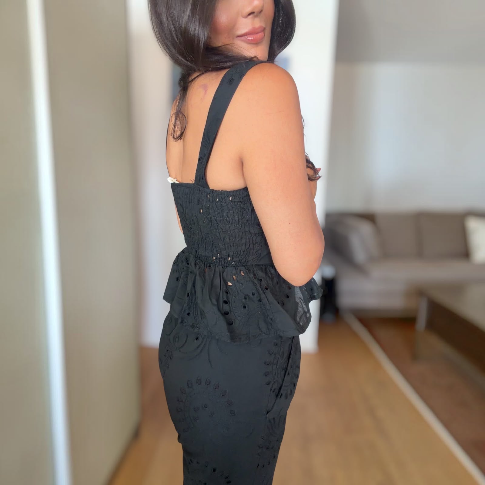 COORDINATO ALIDA IN COTONE PIZZO SANGALLO PANTALONE E TOP