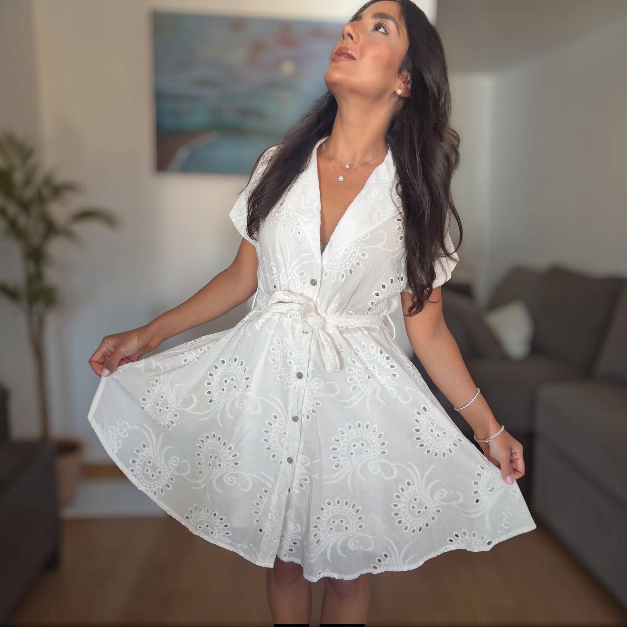 MINI DRESS LILY IN PURO COTONE PIZZO SANGALLO